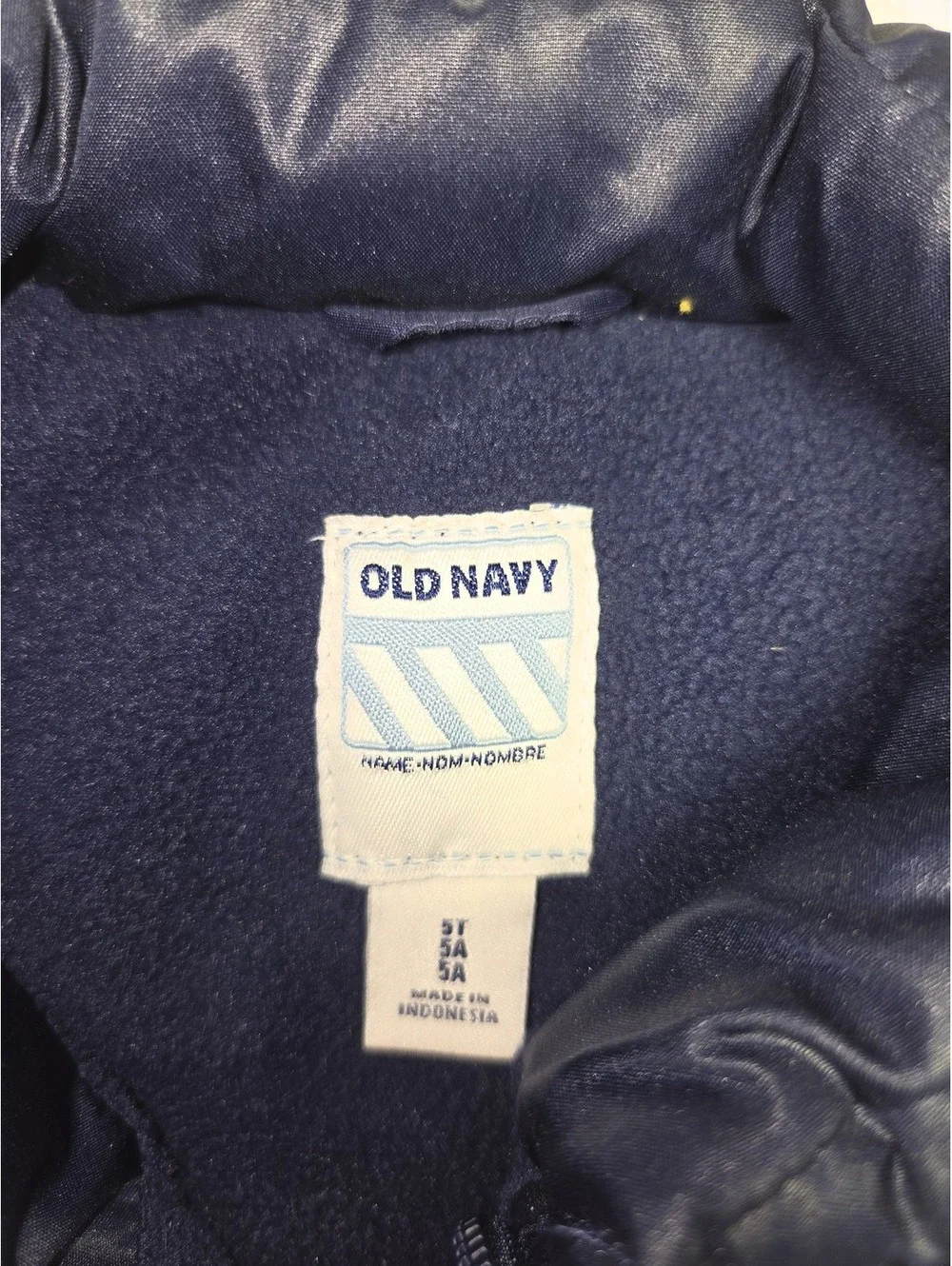 Old Navy Navy Blue Quilted Puffer Vest Fleece Lined Kids Size 5T
